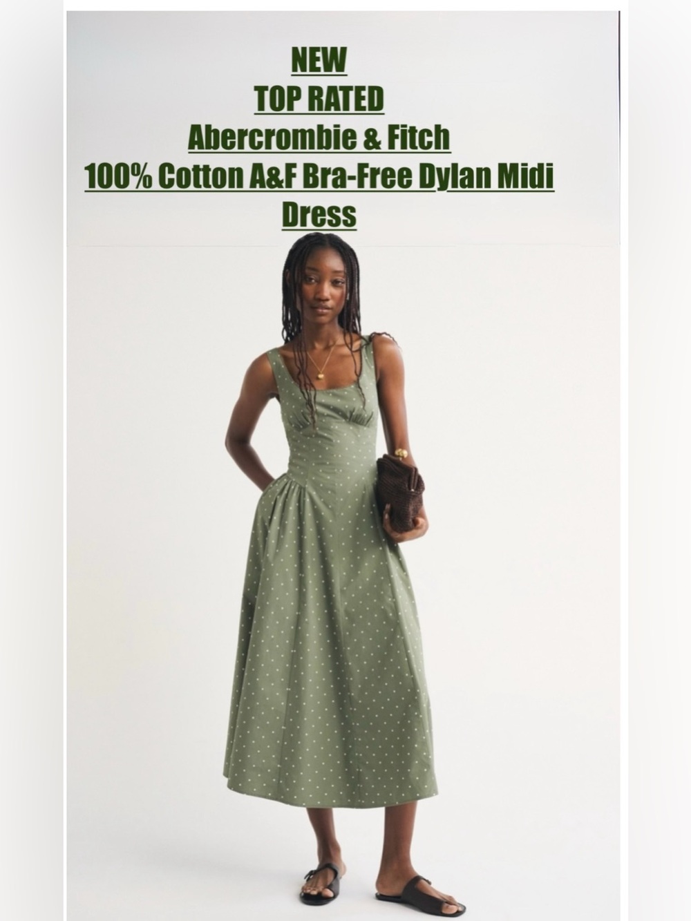 Abercrombie & Fitch 100% Cotton A&F Bra-Free Dylan Midi Dress NTW‎ PRICE DROP!!
